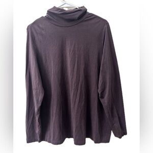 Lands’ End Brown Turtleneck Top 1X Soft Stretch Long Sleeve